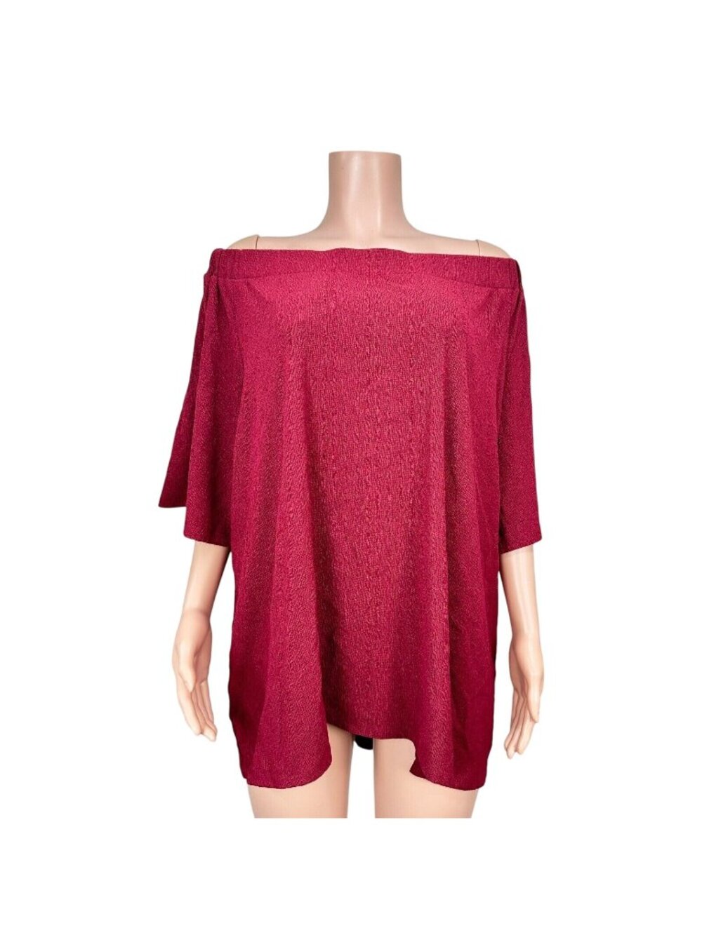  Cato Est 1946 Women Burgandy Off Shoulder Top Blouse Plus Size 26/28W -Stretchy